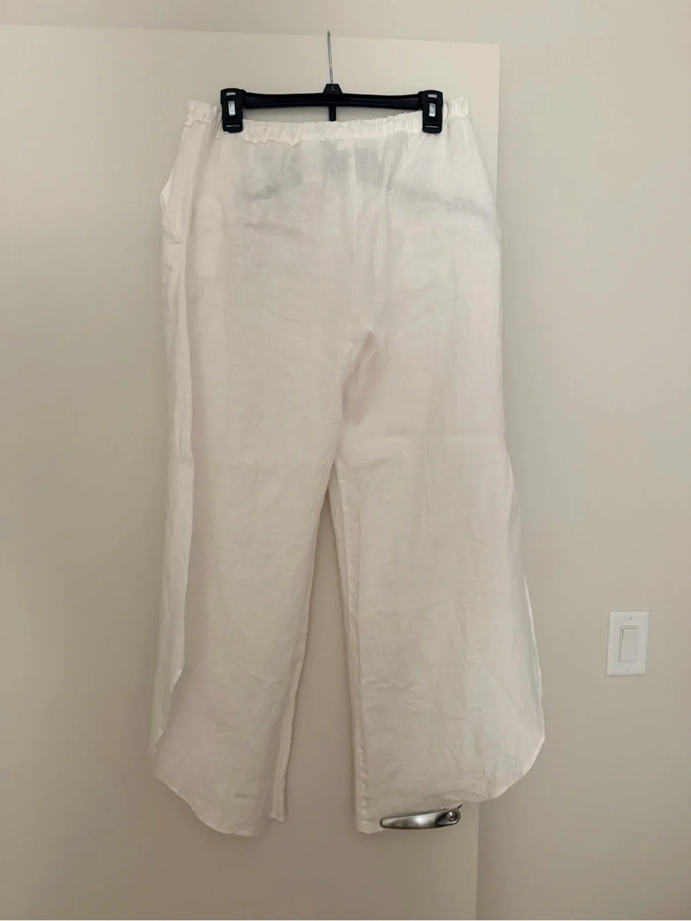 White Wide-Leg Linen Blend Pants